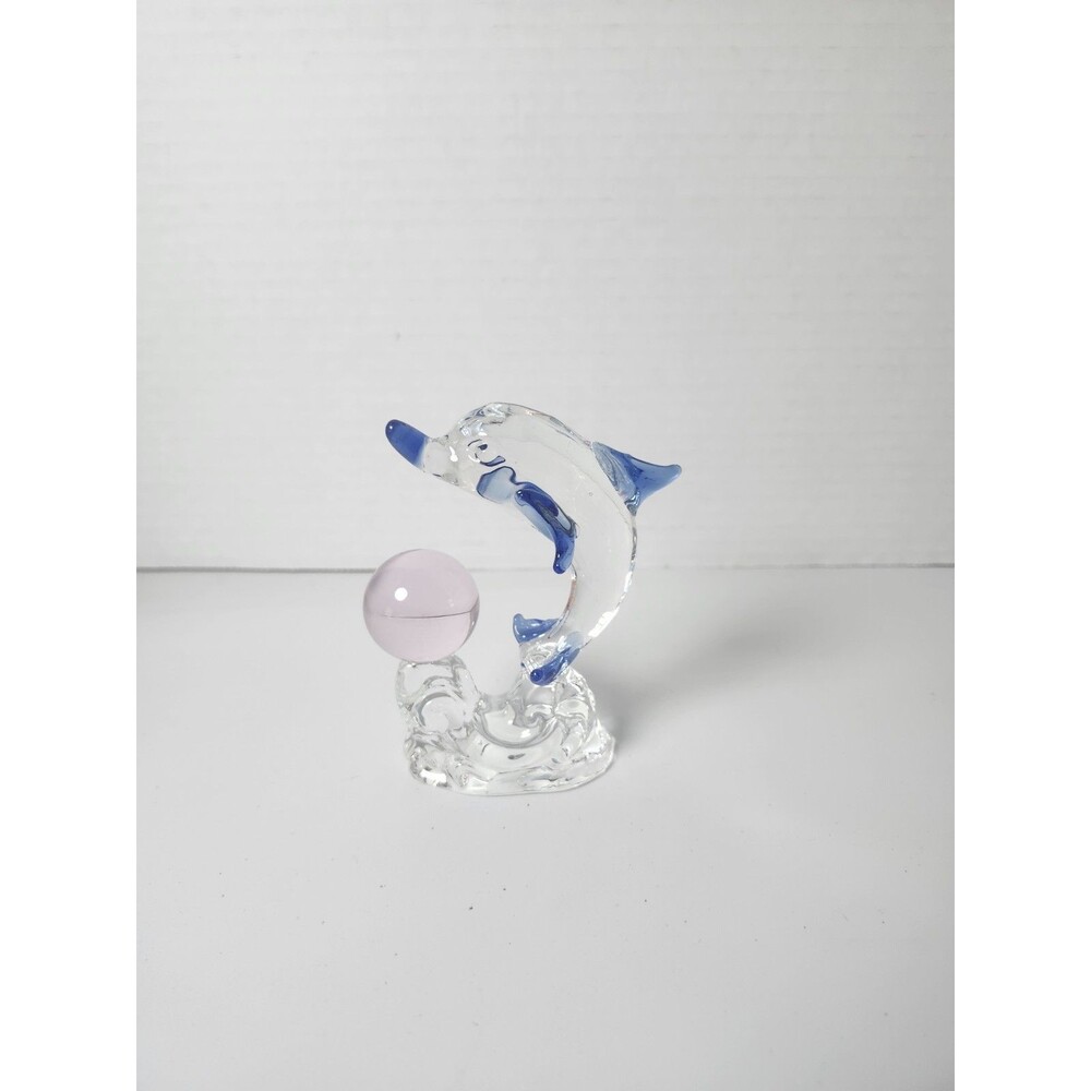 Hand Blown Cobalt Blue With Pink Ball Dolfin